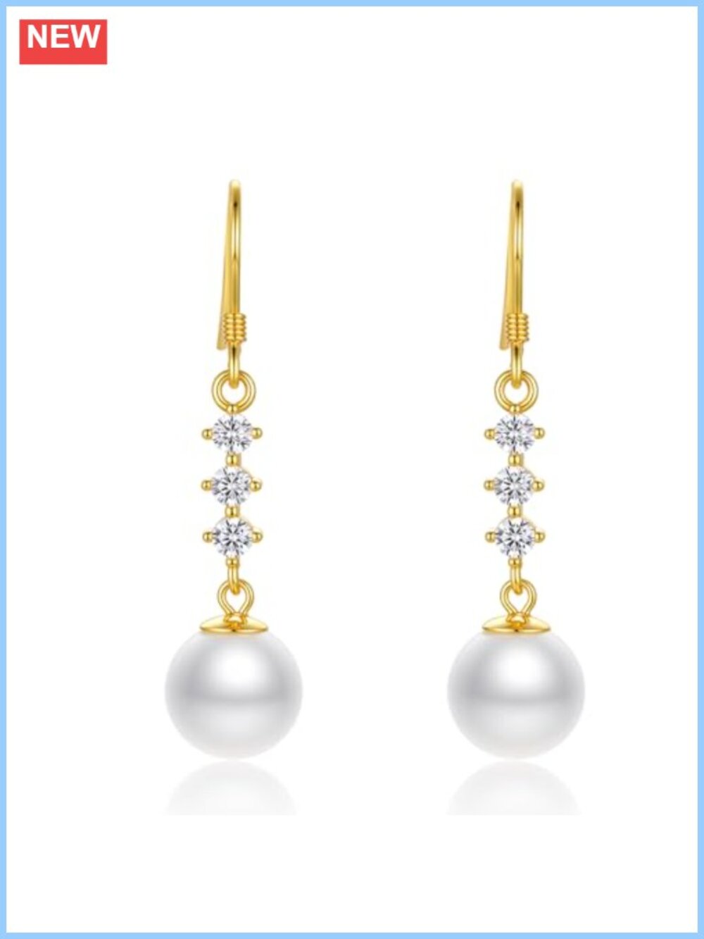 Freshwater Pearl Drop Earrings 925 Sterling Silver 10mm Dangle Jewelry Gift